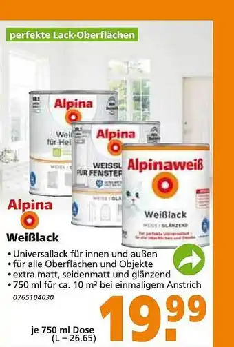 Globus Baumarkt Alpina Weiẞlack Angebot