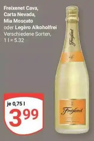 Globus Freixenet Cava, Carta Nevada, Mia Moscato Oder Legero Alkoholfrei Angebot