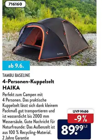 Aldi Süd Tambu Baseline 4 Personen-kuppelzelt Haika Angebot