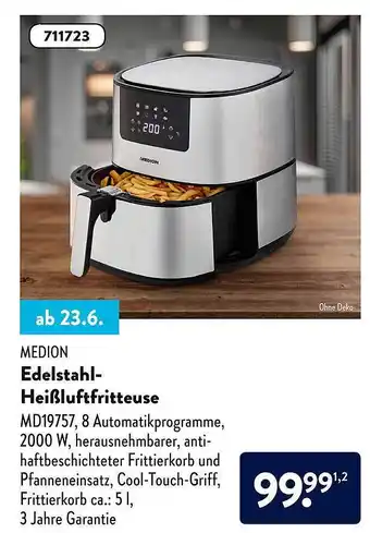 Aldi Süd Medion Edelstahl-heißluftfritteuse Angebot