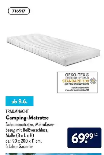 Aldi Süd Traumnacht Camping-matratze Angebot