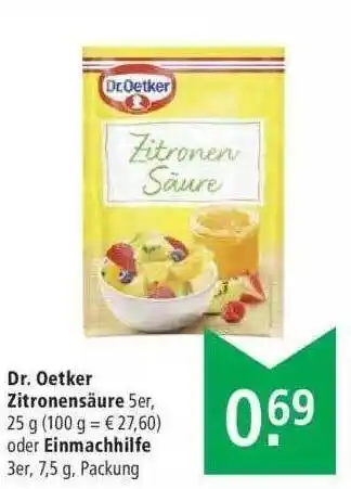 Marktkauf Dr. Oetker Zitronensäure Oder Einmachhilfe Angebot