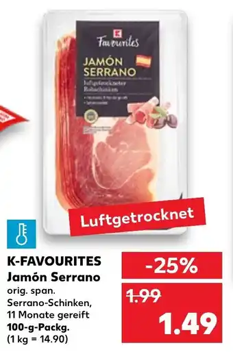 Kaufland K-Favourites Jamón Serrano 100 g Packg. Angebot