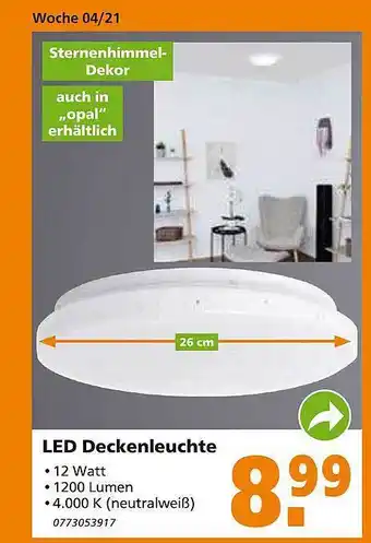 Globus Baumarkt LED Deckenleuchte Angebot