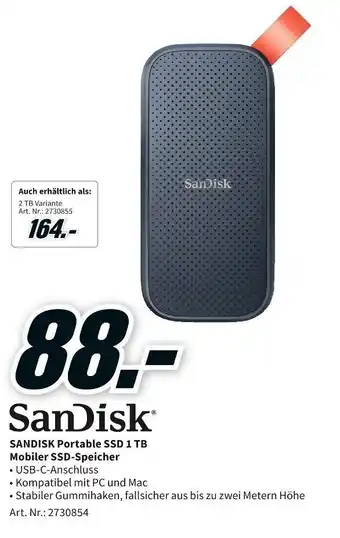 MediaMarkt SanDisk Portable SSD 1 TB Mobiler SSD Speicher Angebot