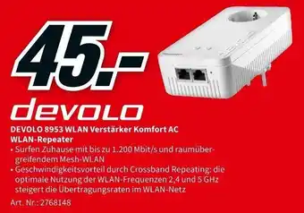 MediaMarkt Devolo 8953 WLAN Verstärker Komfort AC WLAN Repeater Angebot