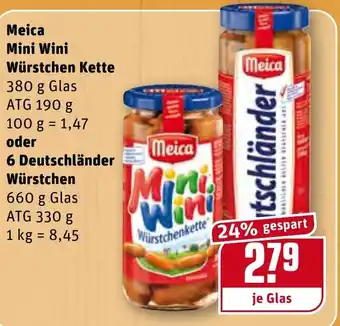 REWE Kaufpark Meica Mini Wini Würstchen Kette oder 6 Deutschländer Würstchen Angebot