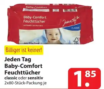 Famila Nord Ost Jeden Tag Baby Comfort Feuchttücher classic oder sensitiv 2x80 Stück Packung Angebot