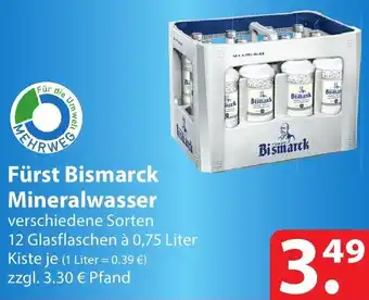 Famila Nord Ost Fürst Bismarck Mineralwasser 12x0,75 Liter Angebot