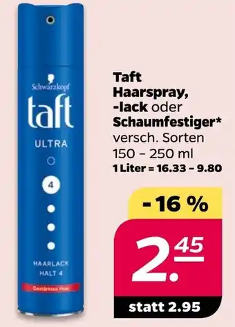 NETTO Taft Haarspray, -lack, Schaumfestiger o. Gel 250/150ml Angebot