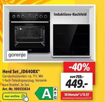 Lidl Gorenje Herd Set „id640bx“ Angebot