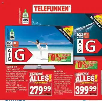 Marktkauf Telefunken 4k-uhd-tv „d43u760b1cw“ Oder „d55u760b1cw“ Angebot