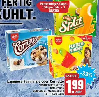 Hit Langnese Family Eis oder Cornetto 258-630ml Angebot