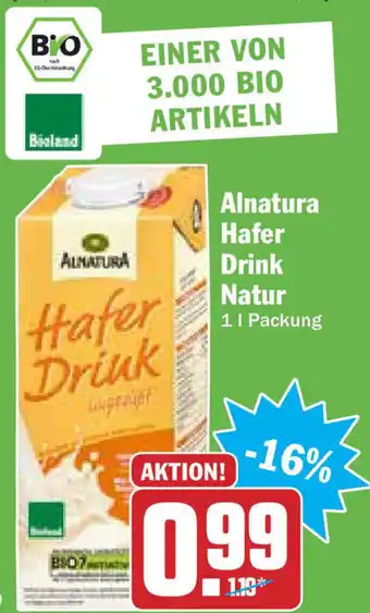 Hit Alnatura Hafer Drink Natur 1L Angebot