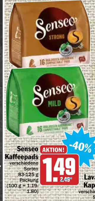 Hit Senseo Kaffeepads 83-125g Angebot