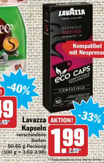 Hit Lavazza Kapseln 50-55g Angebot