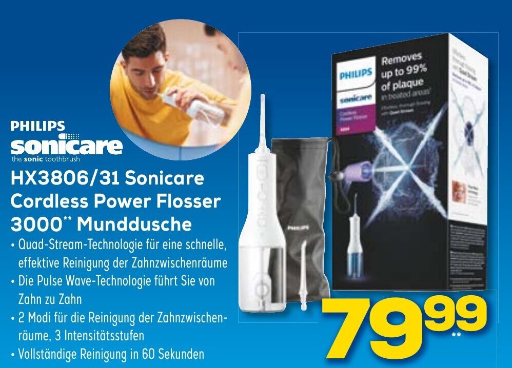 Philips Sonicare HX3806/31 Cordless Power Flosser 3000 Munddusche