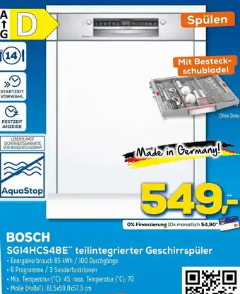 Euronics XXL Bosch SGI4HCS48E teilintegrierter Geschirrspüler Angebot