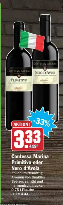 Hit Contessa Marina Primitivo oder Nero d'Avola 0,75L Angebot