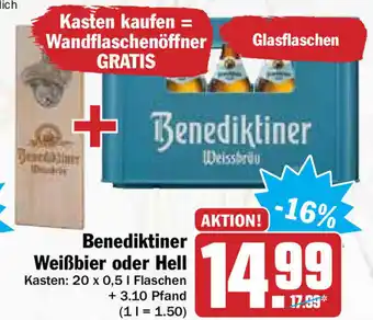 Hit Benediktiner Weißbier oder hell 20x0,5L Angebot