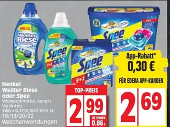 Edeka Henkel Weißer Riese oder Spee 18/19/20/22 Waschanwendungen Angebot