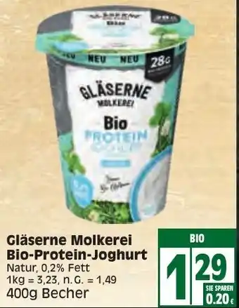 Edeka Gläserne Molkerei Bio Protein Joghurt 400g Becher Angebot