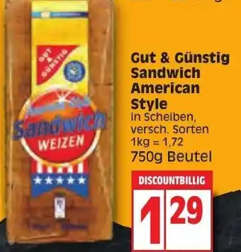 Edeka Gut & Günstig Sandwich American Style 750g Beutel Angebot