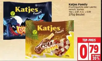 Edeka Katjes Family Fruchtgummi oder Lakritz  275g Beutel Angebot