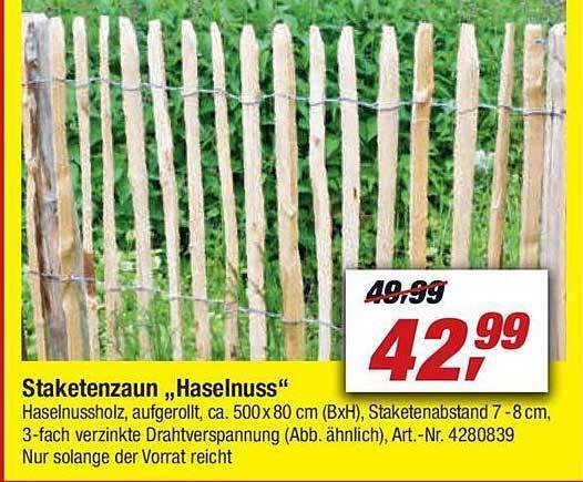 Staketenzaun „haselnuss“ Angebot bei toom Baumarkt