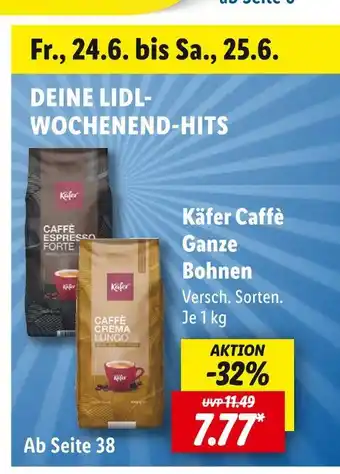 Lidl Käfer caffè ganze bohnen Angebot