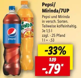 Lidl Pepsi, mirinda oder 7up softdrinks Angebot