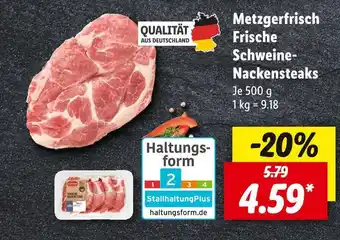 Lidl Metzgerfrisch frische schweinenackensteaks Angebot