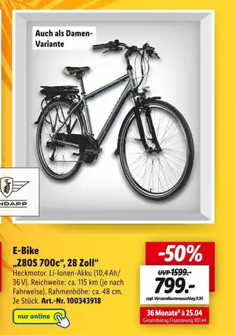 Lidl Zündapp e-bike „z80s 700c“, 28 zoll“ Angebot