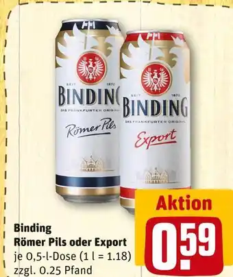REWE Binding römer pils oder export Angebot