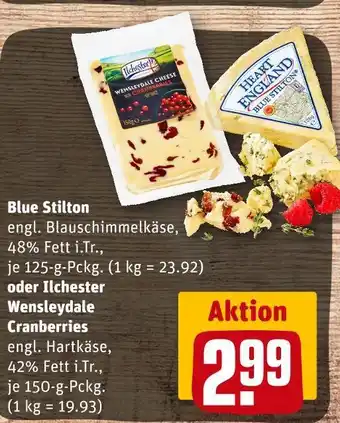 REWE Blue stilton oder ilchester wensleydale cranberries engl. blauschimmelkäse oder hartkäse Angebot