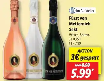 Lidl Fürst von Metternich Sekt 0,75 L Angebot