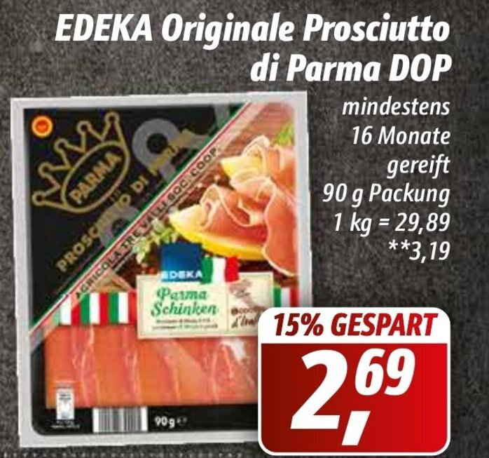 Edeka Originale Prosciutto di Parma DOP 90 g Angebot bei Simmel