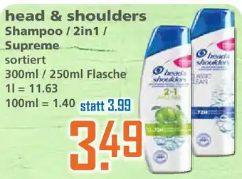 Klaas und Kock Head & Shoulders Shampoo /2in1/Supreme 300-250ml Angebot