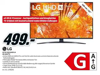 MediaMarkt LG 43 UQ 91009 LA 4K UHD TV Angebot