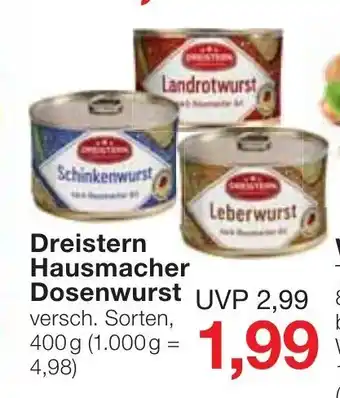 Jawoll Dreistern Hausmacher Dosenwurst 400g Angebot