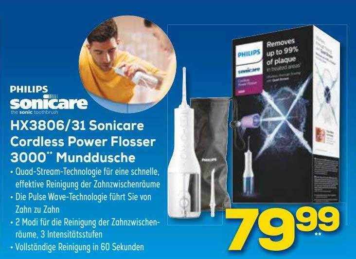Philips Sonicare Hx3806.31 Cordless Power Flosser 3000 Munddusche Angebot bei Euronics