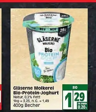 Edeka Gläserne Molkerei Bio-protein Joghurt Angebot