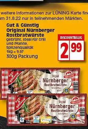 Elli Markt Gut & Günstig Original Nurnberger Rostbratwurste Angebot