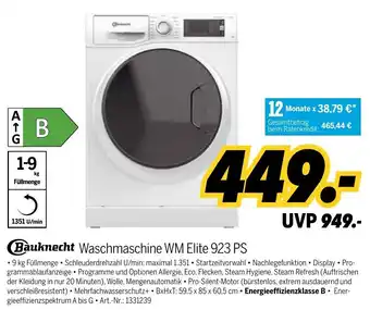 MEDIMAX Bauknecht Waschmaschine WM Elite 923 PS Angebot