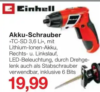 Jawoll Einhell Akku Schrauber ,,TC SD 3,6 Li" Angebot