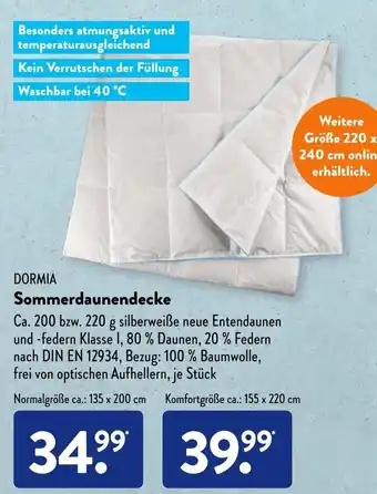 Aldi Süd Dormia Sommerdaunendecke Angebot