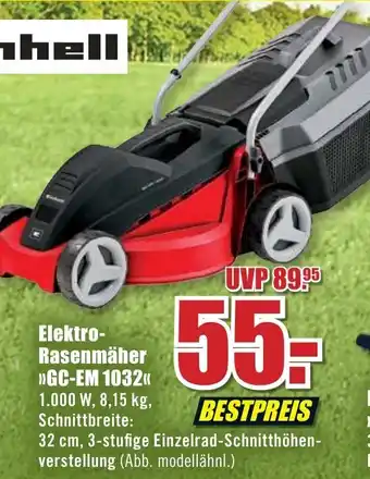 B1 Discount Baumarkt Einhell Elektro Rasenmäher GC-EM 1032 Angebot