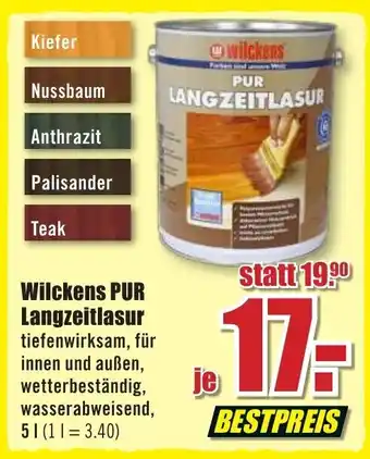 B1 Discount Baumarkt Wilckens PUR Langzeitlasur 5 L Angebot