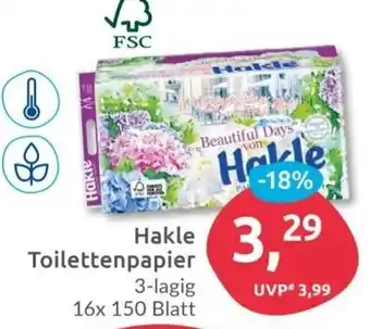 Budni Hakle Toilettenpapier 3-lagig, 16x150 Blatt Angebot