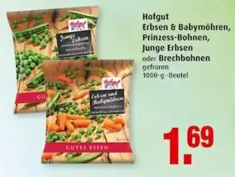 Markant Hofgut Erbsen & Babymöhren, Prinzess Bohnen, Junge Erbsen Brechbohnen oder Pariser Karotten 1000/750g Beutel Angebot